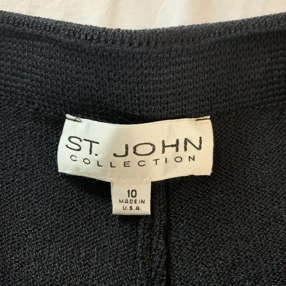 St. John Collection Santana Knit Flat Front Pants SP 07 GRP 1 Black Size 10 - Picture 10 of 12